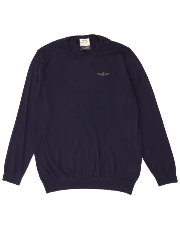 Aeronautica Militare Herren-Pullover mit Rundhalsausschnitt, 4XL, marineblaue Wolle