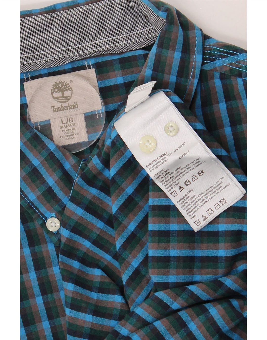 TIMBERLAND Herren Slim-Fit-Hemd, groß, blau kariert, Baumwolle