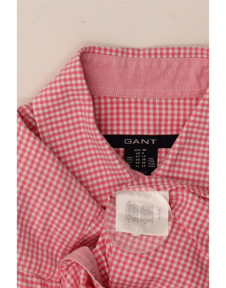 Gant Womens Short Sleeve Shirt UK 12 Medium Pink Gingham Cotton