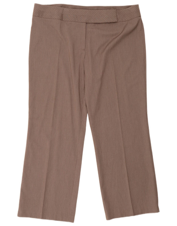 Marks & Spencer Damen Freizeithose UK 20 2XL W42 L30 Braune Nadelstreifen