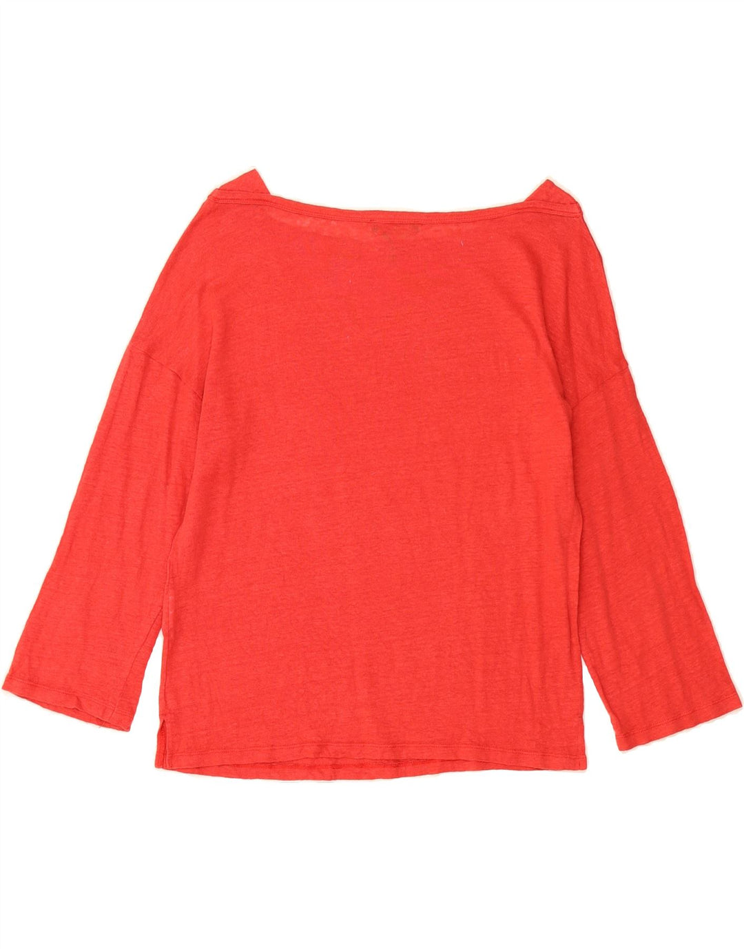 BENETTON Womens Top 3/4 Sleeve UK 14 Medium Red Linen Vintage Benetton and Second-Hand Benetton from Messina Hembry 