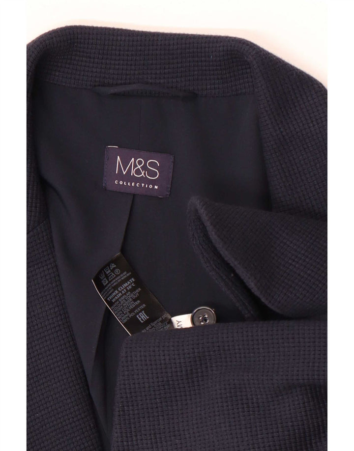 Marks & Spencer Damen-Blazerjacke mit 2 Knöpfen, UK 14, Größe L, Marineblau, Baumwolle