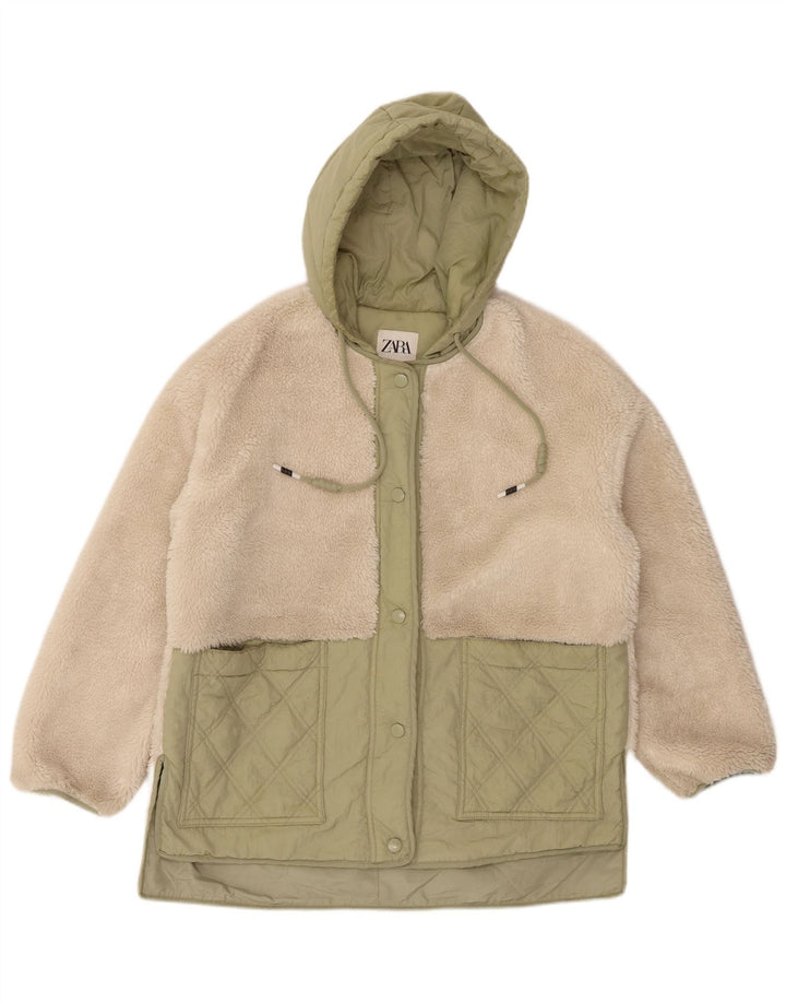 Übergroße Windjacke mit Kapuze von Zara für Damen, Gr. 10, Größe S, Beige