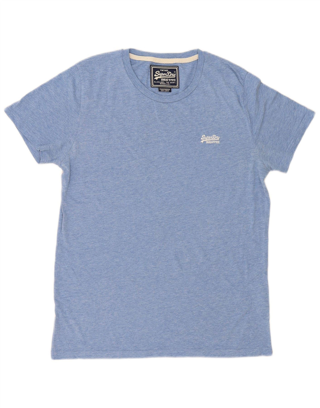 Superdry Herren-T-Shirt-Oberteil, groß, blau gefleckte Baumwolle