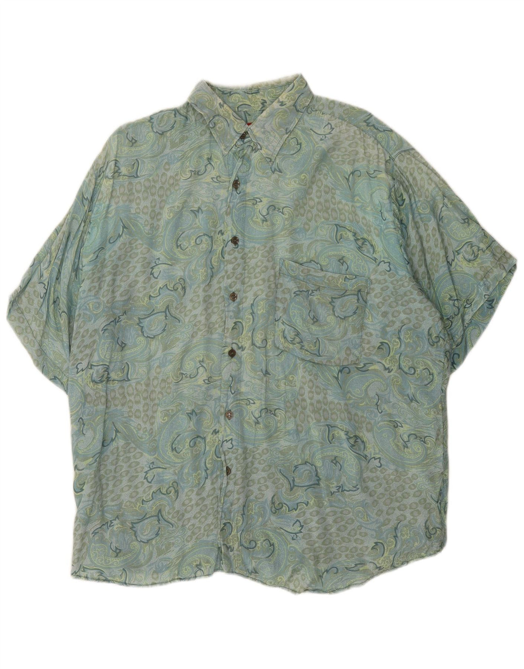 Vintage Herren Kurzarmshirt XL Blau Paisley