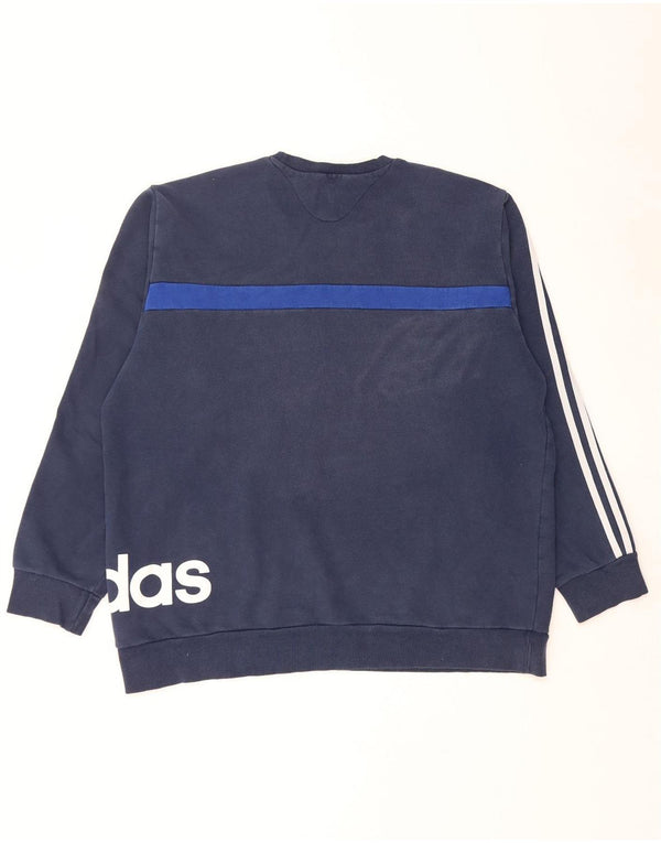 Adidas Herren Grafik Sweatshirt Pullover 2XL Marineblau Colourblock Baumwolle