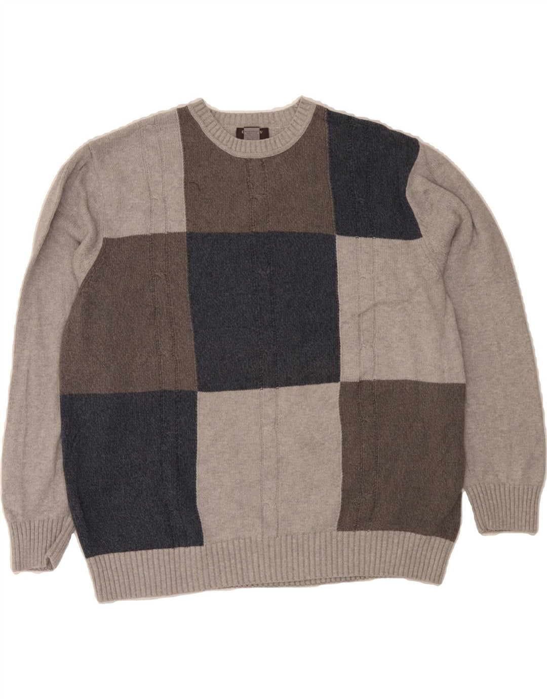 DOCKERS Mens Crew Neck Jumper Sweater 2XL Grey Geometric Cotton Vintage Dockers and Second-Hand Dockers from Messina Hembry 