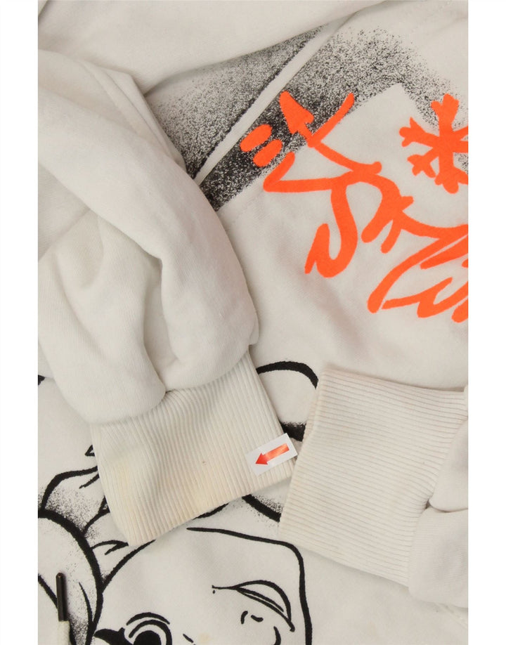 ZARA Damen Frozen Graphic Hoodie Pullover UK 10 Small Weiß