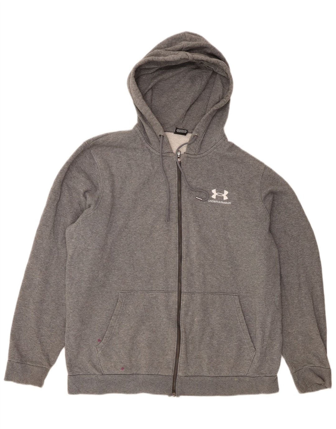 Under Armour Herren-Kapuzenpullover mit Reißverschluss, groß, grau gefleckte Baumwolle