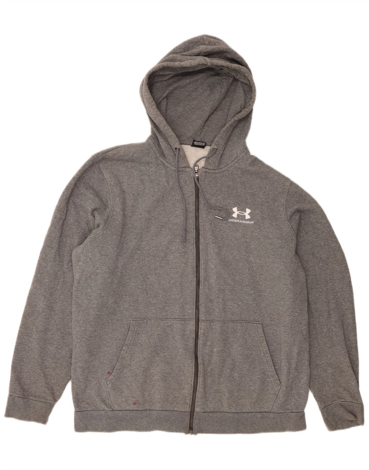 Under Armour Herren-Kapuzenpullover mit Reißverschluss, groß, grau gefleckte Baumwolle