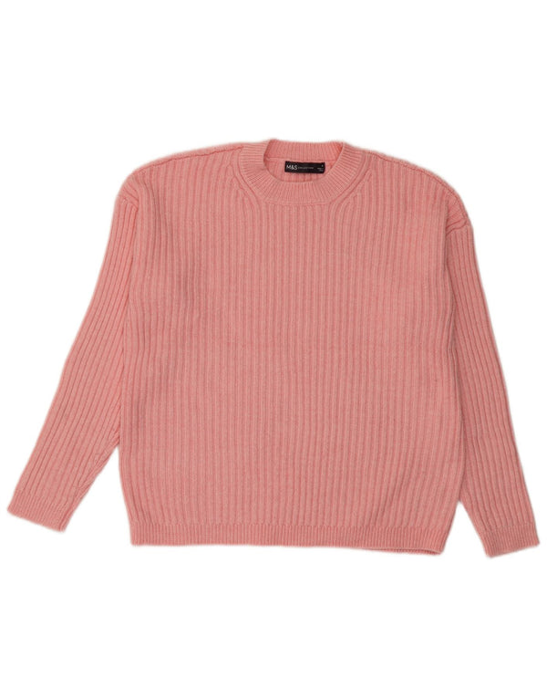 Marks & Spencer Damen-Pullover mit Rundhalsausschnitt, UK 14, Mittelrosa, Polyester