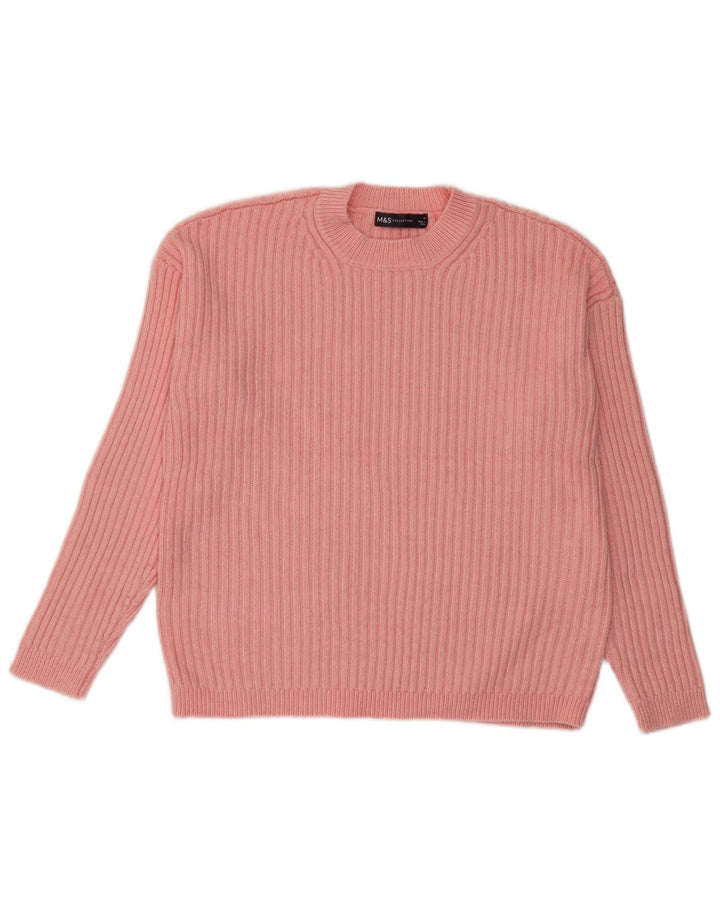 Marks & Spencer Damen-Pullover mit Rundhalsausschnitt, UK 14, Mittelrosa, Polyester