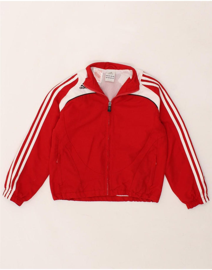 ADIDAS Boys Tracksuit Top Jacket 7-8 Years Red Colourblock Polyester Vintage Adidas and Second-Hand Adidas from Messina Hembry 