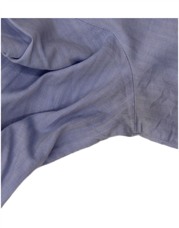 Zara Damen Pullover-Hemd UK 10 Small Blue Herringbone Cotton