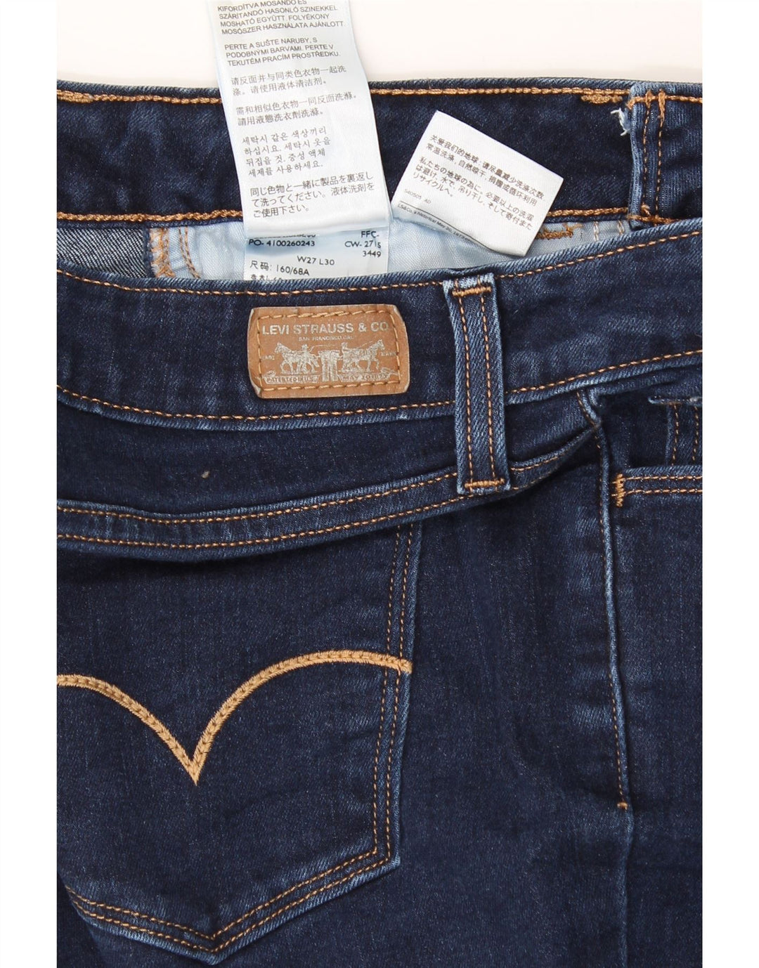 LEVI'S Womens Skinny Jeans W27 L30 Blue Cotton Vintage Levi's and Second-Hand Levi's from Messina Hembry 