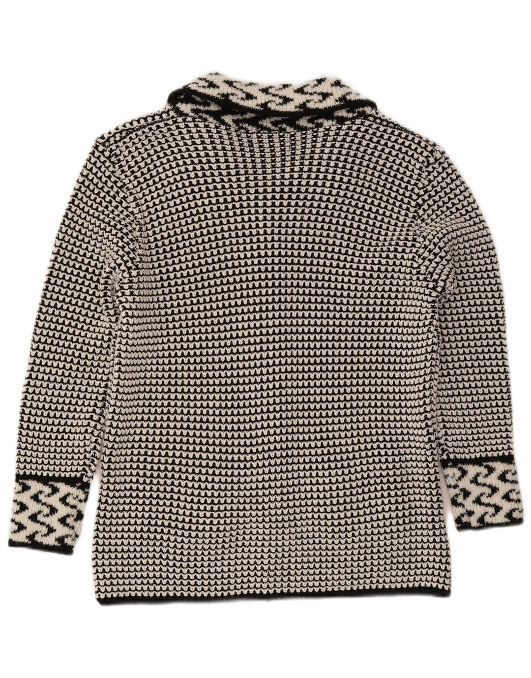 Vintage Damen Cardigan Pullover UK 14 Mittelgrau Geometrisch