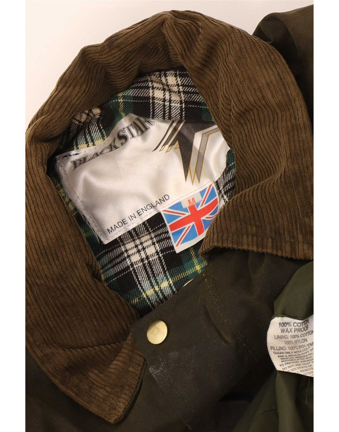 Vintage Herrenmantel aus gewachster Baumwolle UK 38 Medium Khaki
