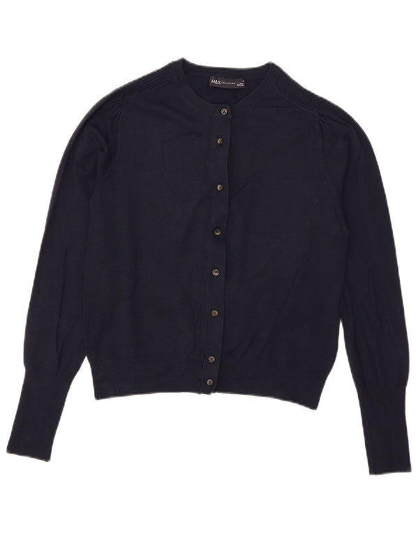 Marks & Spencer Damen Crop Cardigan Pullover UK 10 Small Marineblaue Viskose