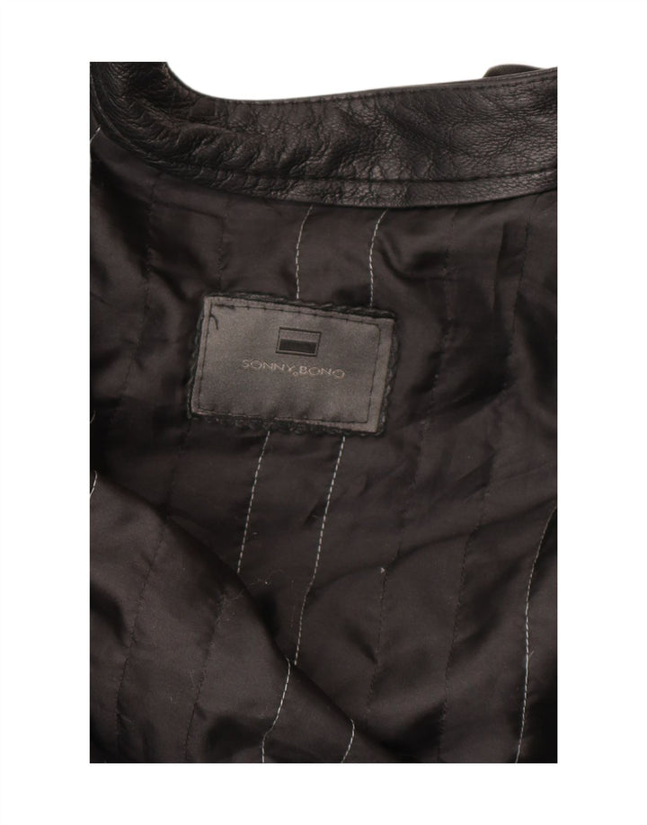 Sonny Bono Herren Bomber Lederjacke UK 38 Medium Schwarz