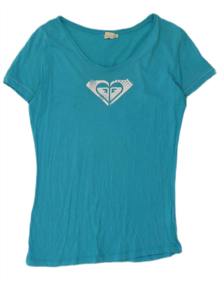 Roxy Womens Graphic T-Shirt Top UK 16 Large Blaue Baumwolle