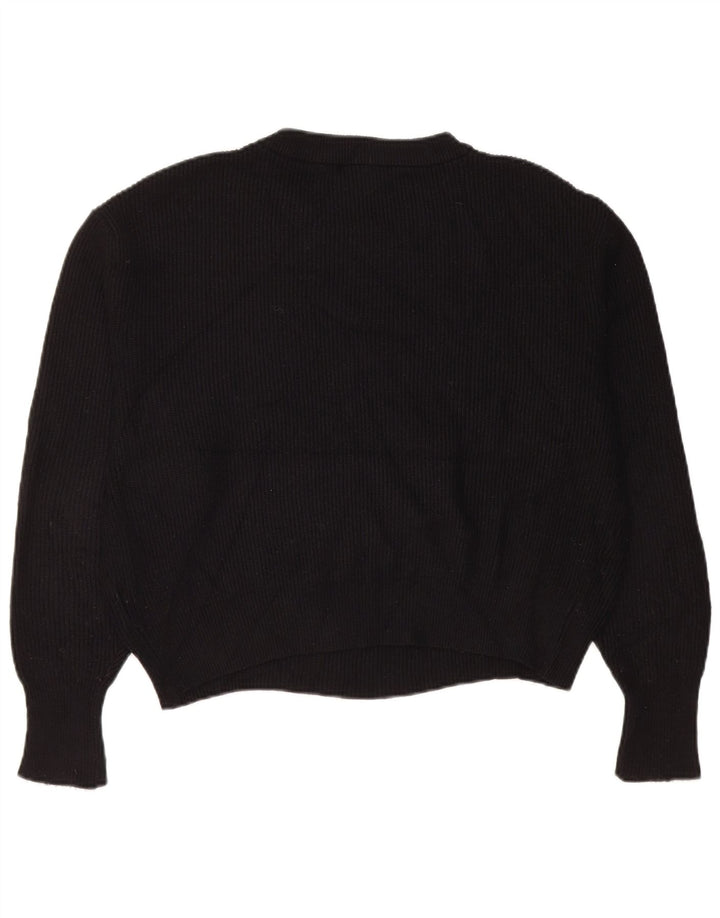 Zara Damen-Pullover, übergroß, Rundhalsausschnitt, Gr. 14, mittlere schwarze Viskose