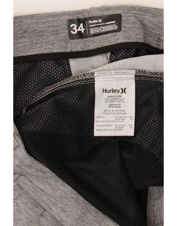 Hurley Herren-Chinoshorts, Größe L, W34, grau meliertes Polyester
