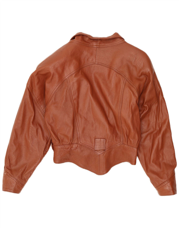 Vintage Damen Lederjacke UK 10 Klein Braun
