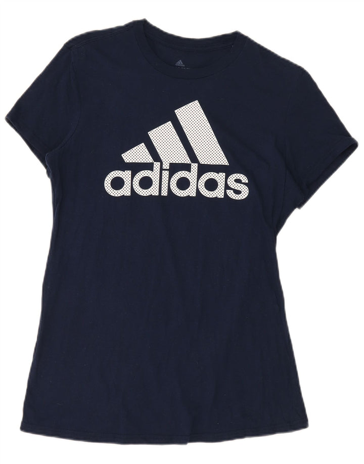 Adidas Damen Graphic T-Shirt Top UK 14 Medium Marineblau