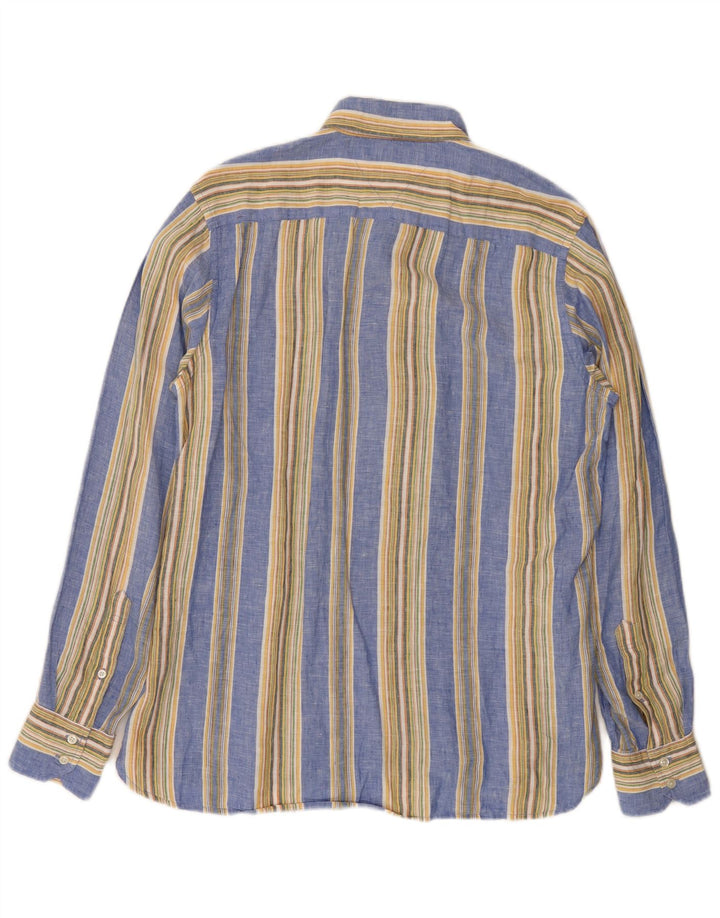 Tommy Hilfiger Herrenhemd aus mittelblauem, gestreiftem Leinen