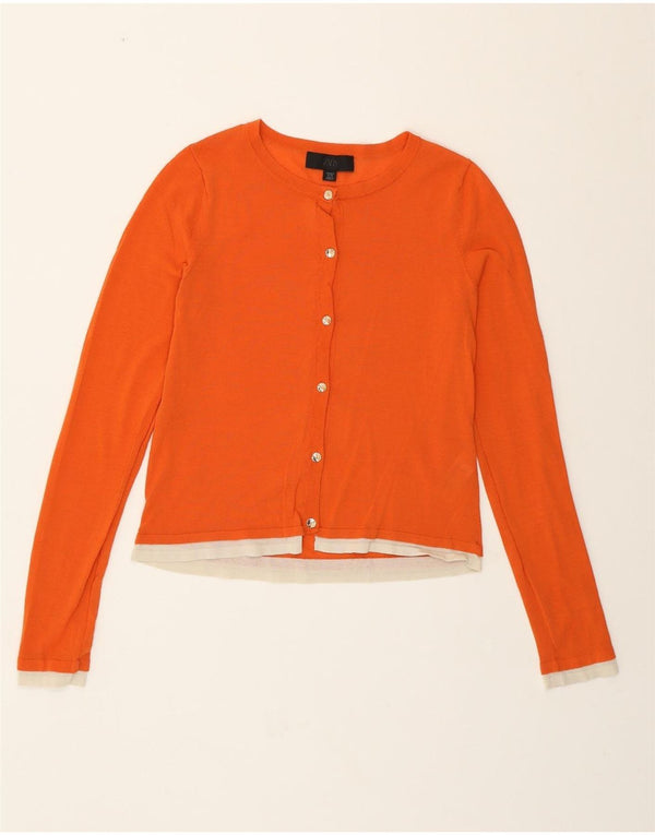Zara Damen Crop Cardigan Pullover UK 10 Small Orange Colourblock Baumwolle