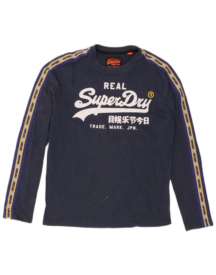 Superdry Herren Grafik T-Shirt Langarm Mittel Marineblau