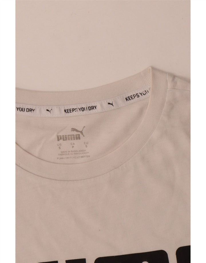Puma Herren-T-Shirt mit Grafik, Größe S, weiße Baumwolle