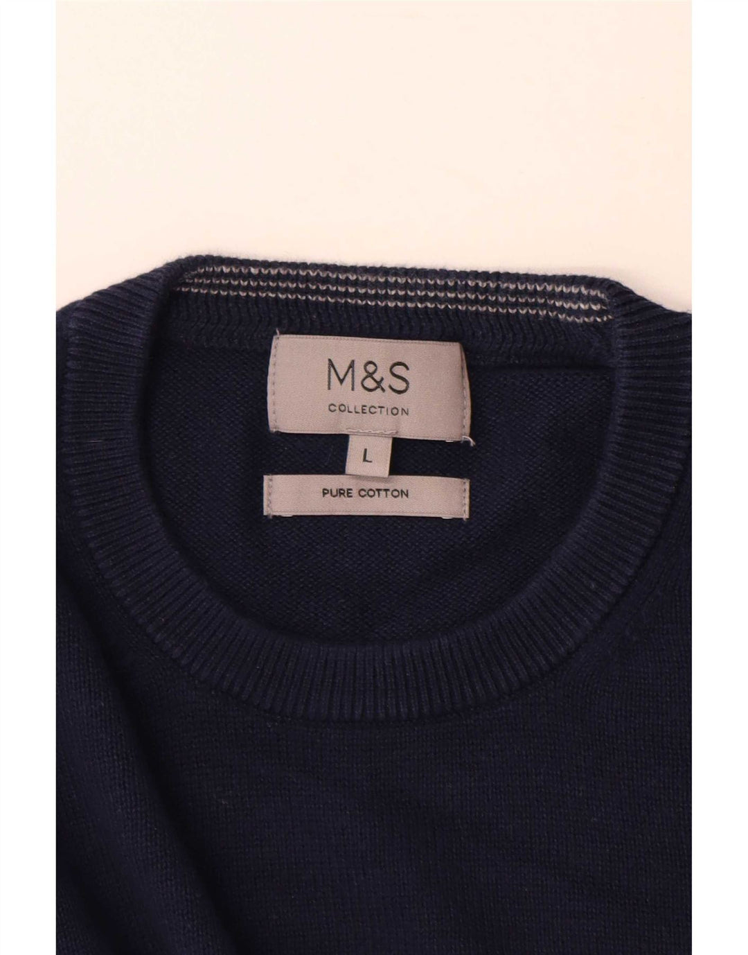 Marks & Spencer Herren-Pullover mit Rundhalsausschnitt, groß, marineblaue Baumwolle