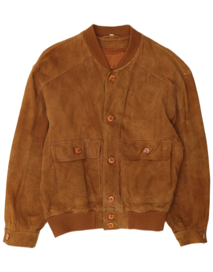 Vintage Herren Wildleder Bomberjacke IT 46 Small Beige Leder