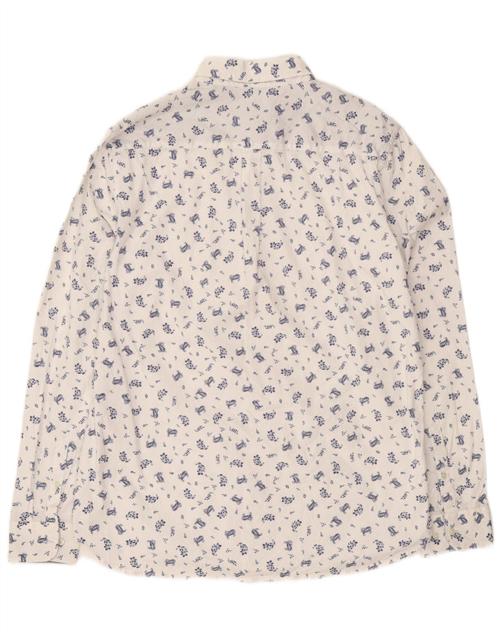 Superdry Herren-Hemd mit normaler Passform, XL, weißes Blumenmuster, Baumwolle