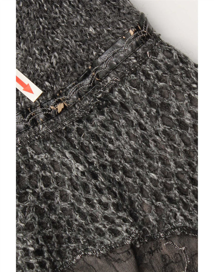 Juju & Christine Asymmetrischer Strickrock für Damen, Größe S, W30, Grau, Patchwork