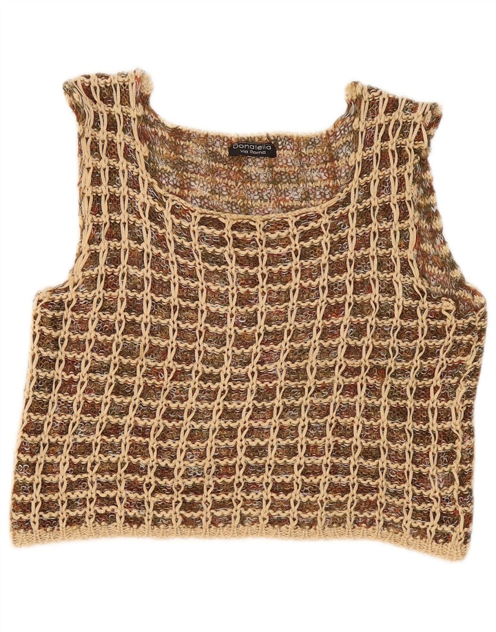 Donatella Damen Crop Crochet Bluse Top UK 12 Medium Mehrfarbig