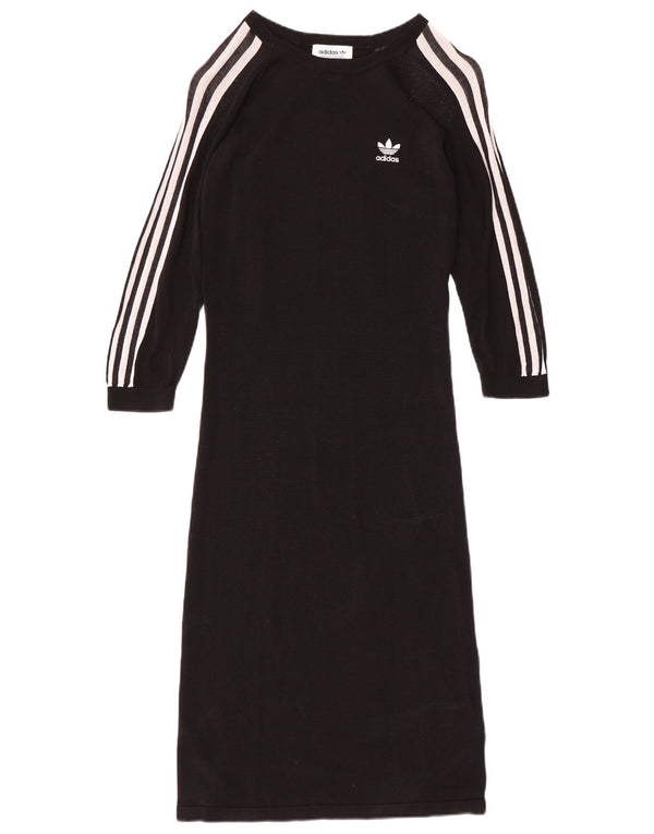 ADIDAS Damen-Pulloverkleid mit 3/4-Ärmeln, UK 14, Mittelschwarz, Viskose