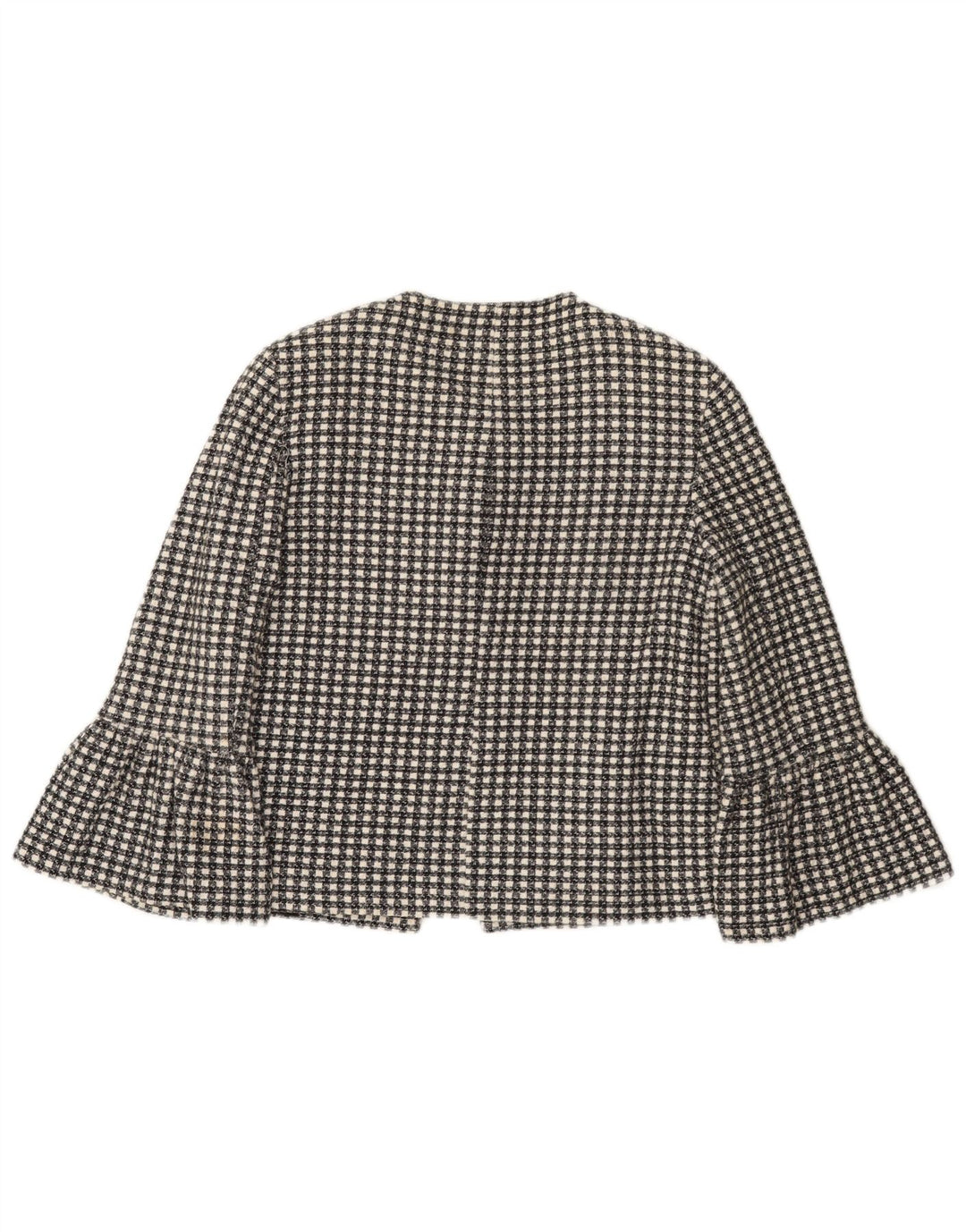 Zara Damen-Blazer mit 1 Knopf und 3/4-Ärmeln, Gr. 10, Größe S, schwarz kariert