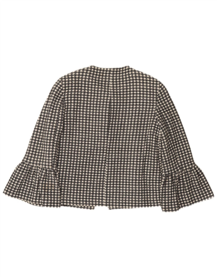 Zara Damen-Blazer mit 1 Knopf und 3/4-Ärmeln, Gr. 10, Größe S, schwarz kariert