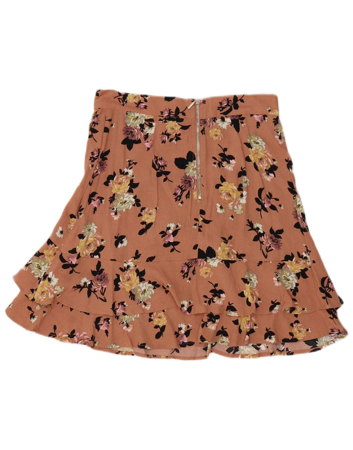 Oasis Damen Minirock UK 8 Small W28 Viskose mit rosa Blumenmuster