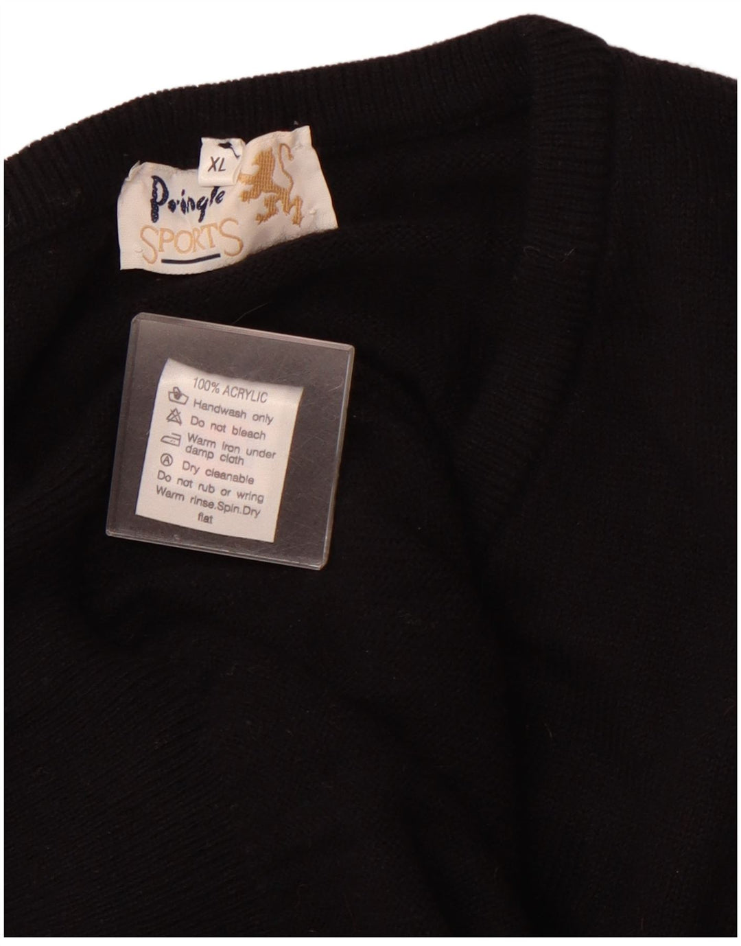 PRINGLE Herren-Pullover mit V-Ausschnitt, XL, Schwarz, Argyle/Diamant-Acryl