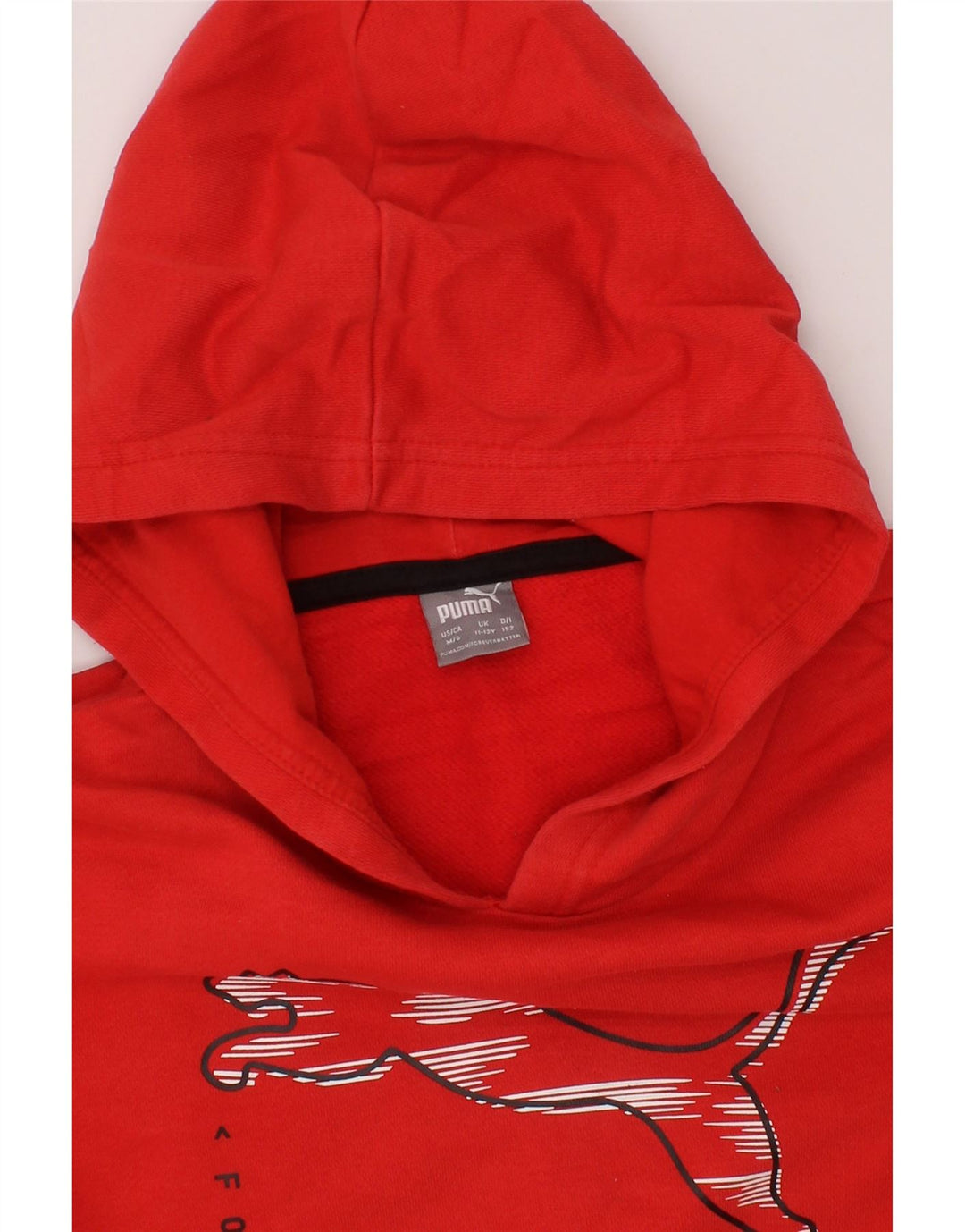 PUMA Boys Graphic Hoodie Jumper 11-12 Years Red Vintage Puma and Second-Hand Puma from Messina Hembry 