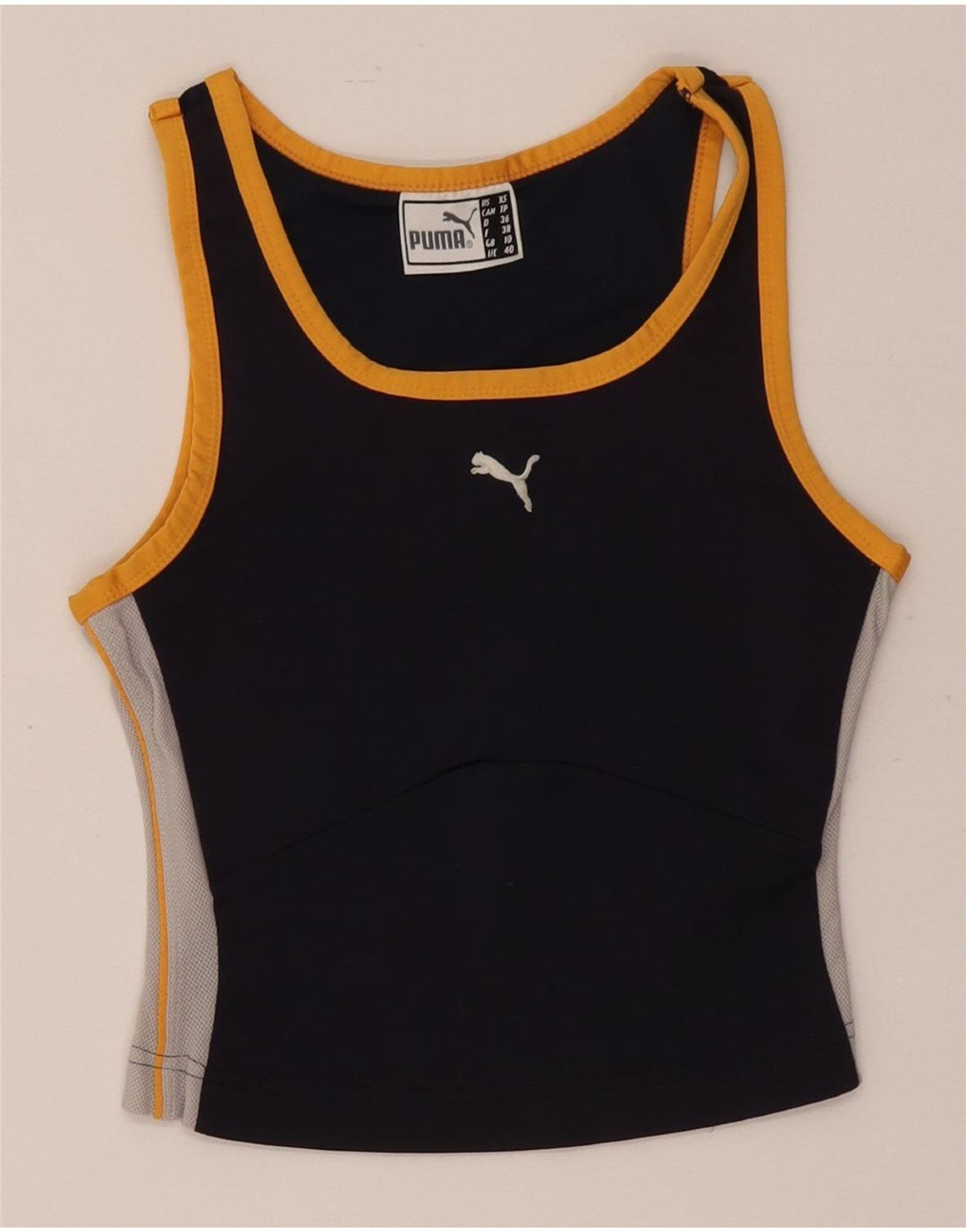 Puma Damen Crop Vest Top UK 10 Small Schwarz Colourblock Polyester