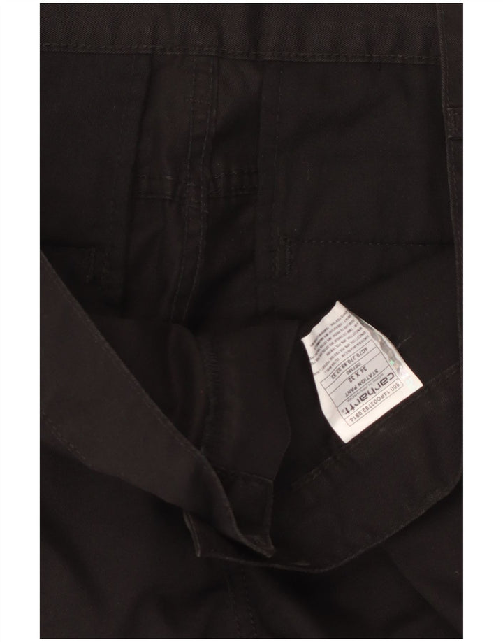 CARHARTT Herren gerade Chinohose W34 L32 schwarze Baumwolle