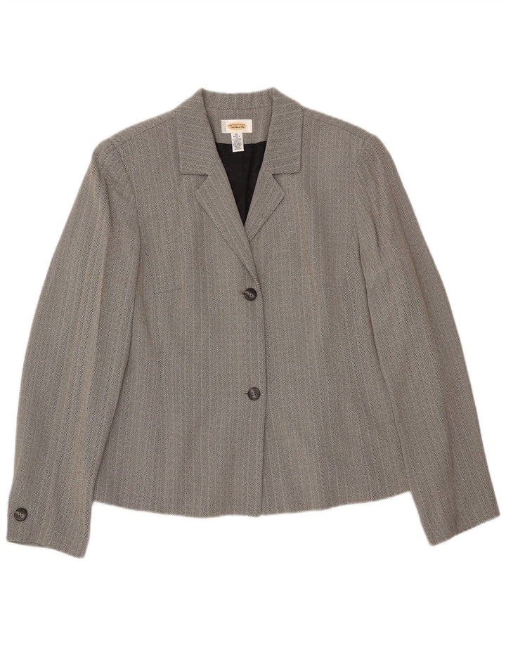 Talbots 2-teiliges Damen-Set mit 2 Knöpfen, UK 16, Größe L, W34, L30, graues Fischgrätenmuster
