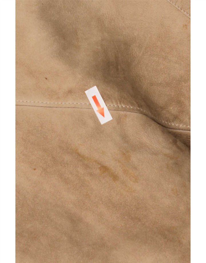 Vintage Damen Shearling-Mantel mit 3/4-Ärmeln, UK 14, Mittelbeige