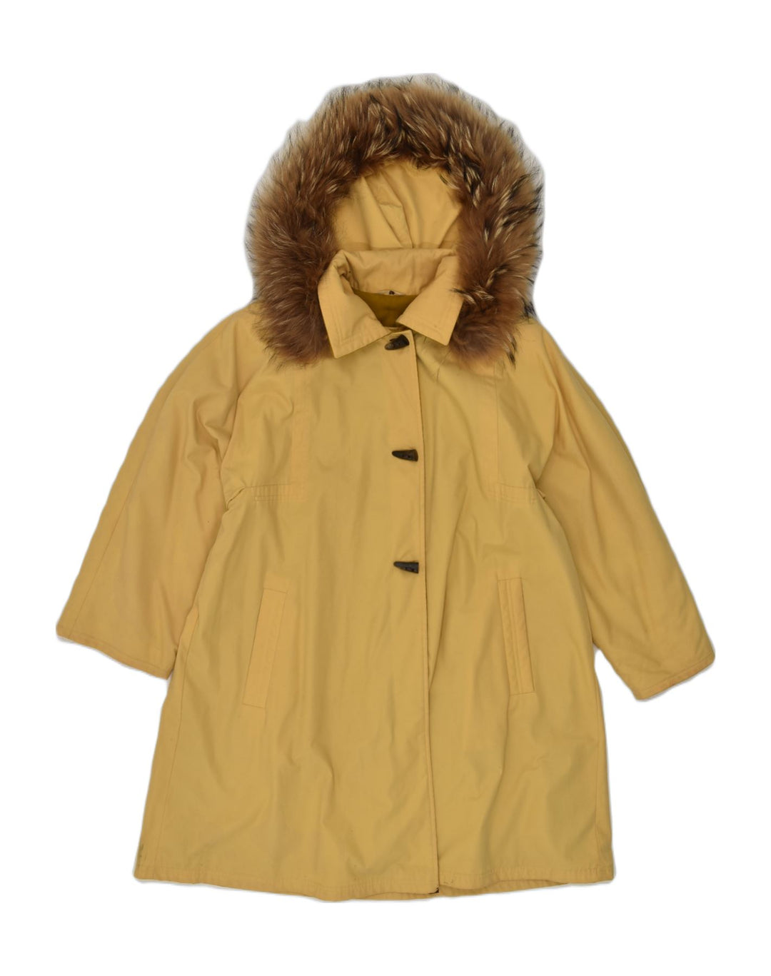 VINTAGE Womens Hooded Overcoat EU 44 XL  Beige Cotton | Vintage Vintage | Thrift | Second-Hand Vintage | Used Clothing | Messina Hembry 