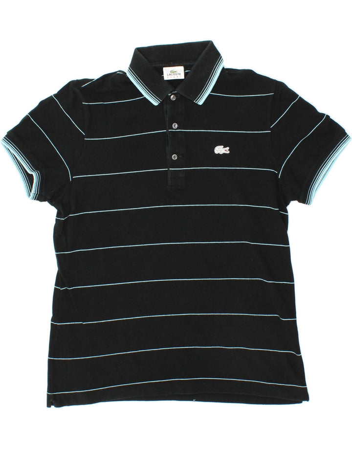 LACOSTE Mens Polo Shirt Size 5 Large Black Striped Cotton Vintage Lacoste and Second-Hand Lacoste from Messina Hembry 