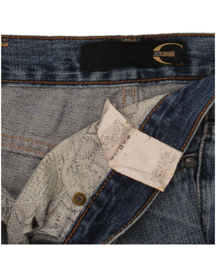 Cavalli Herren Distressed Straight Jeans W36 L35 Blaue Baumwolle